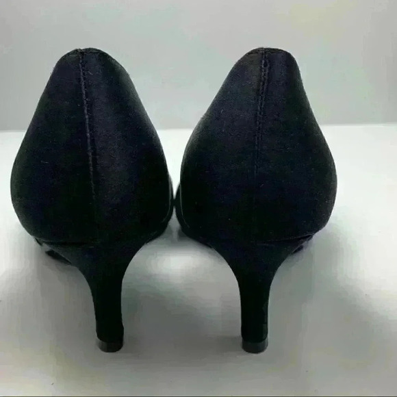New Nina heels size 7 W 37 black satin gem peep toe formal mother of the bride - Picture 4 of 12
